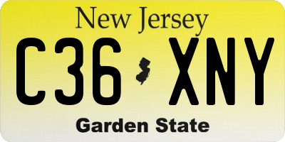 NJ license plate C36XNY