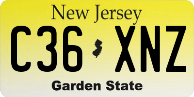 NJ license plate C36XNZ