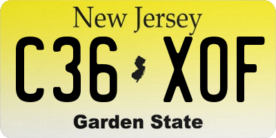 NJ license plate C36XOF