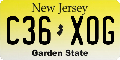 NJ license plate C36XOG