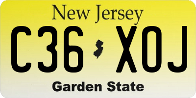 NJ license plate C36XOJ