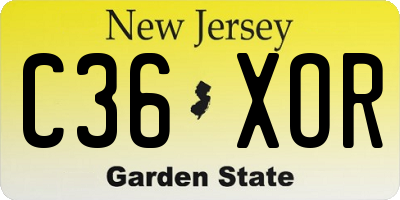 NJ license plate C36XOR