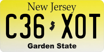 NJ license plate C36XOT