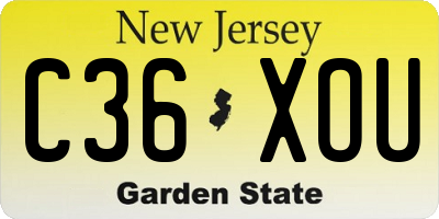 NJ license plate C36XOU
