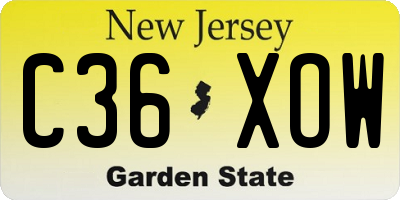 NJ license plate C36XOW