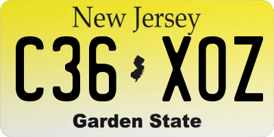 NJ license plate C36XOZ