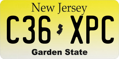 NJ license plate C36XPC