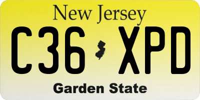 NJ license plate C36XPD
