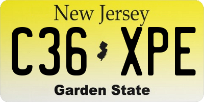 NJ license plate C36XPE