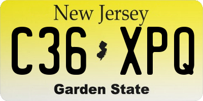 NJ license plate C36XPQ