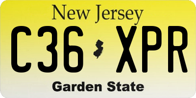 NJ license plate C36XPR