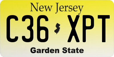 NJ license plate C36XPT