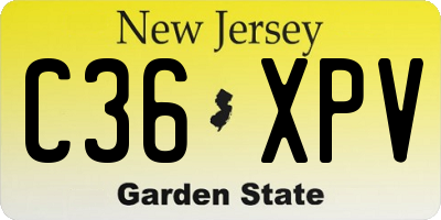 NJ license plate C36XPV