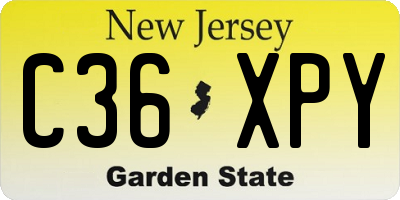 NJ license plate C36XPY