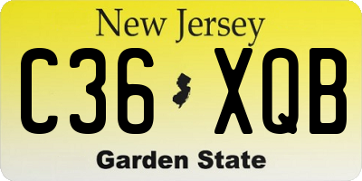 NJ license plate C36XQB