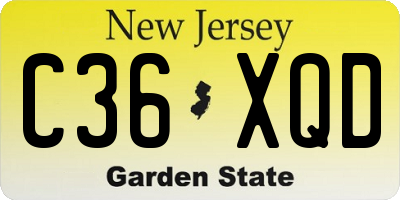 NJ license plate C36XQD