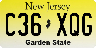 NJ license plate C36XQG
