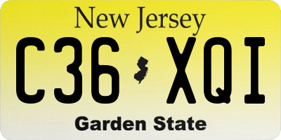NJ license plate C36XQI