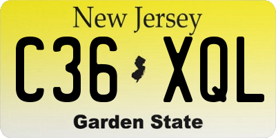 NJ license plate C36XQL