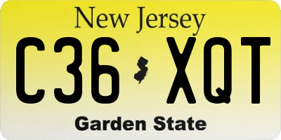 NJ license plate C36XQT