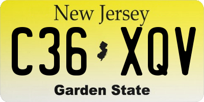 NJ license plate C36XQV