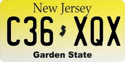 NJ license plate C36XQX
