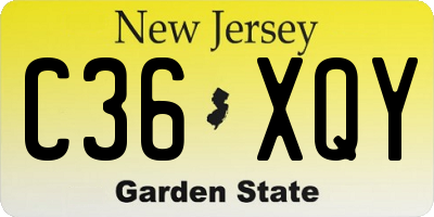 NJ license plate C36XQY