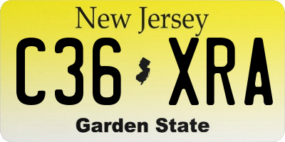 NJ license plate C36XRA