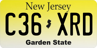 NJ license plate C36XRD