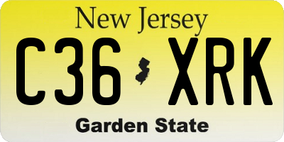 NJ license plate C36XRK