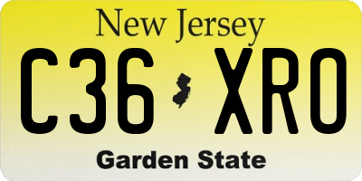 NJ license plate C36XRO