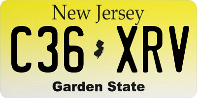 NJ license plate C36XRV