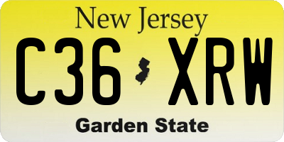 NJ license plate C36XRW