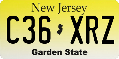 NJ license plate C36XRZ