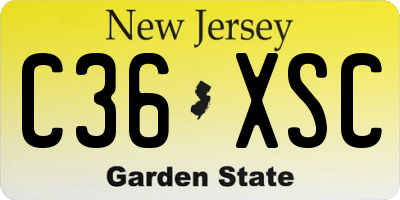 NJ license plate C36XSC