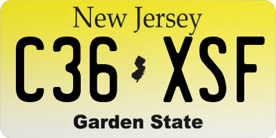 NJ license plate C36XSF