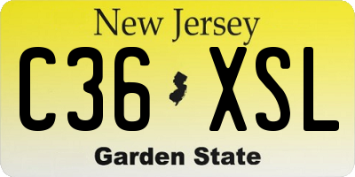 NJ license plate C36XSL
