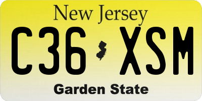 NJ license plate C36XSM
