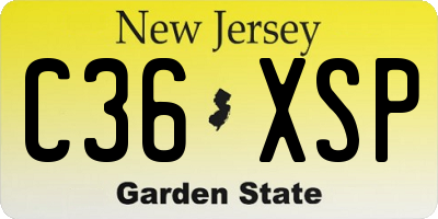 NJ license plate C36XSP