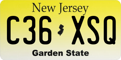 NJ license plate C36XSQ