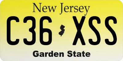 NJ license plate C36XSS
