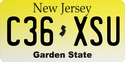 NJ license plate C36XSU