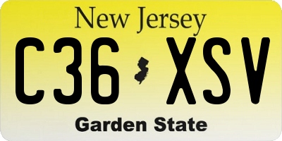 NJ license plate C36XSV
