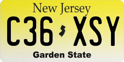 NJ license plate C36XSY