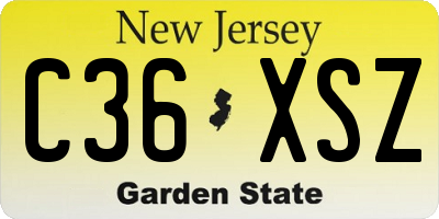 NJ license plate C36XSZ