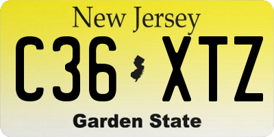 NJ license plate C36XTZ