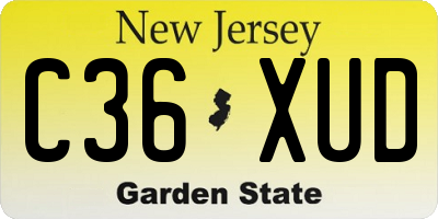 NJ license plate C36XUD