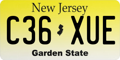 NJ license plate C36XUE