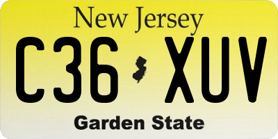 NJ license plate C36XUV