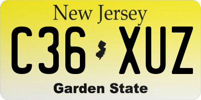NJ license plate C36XUZ